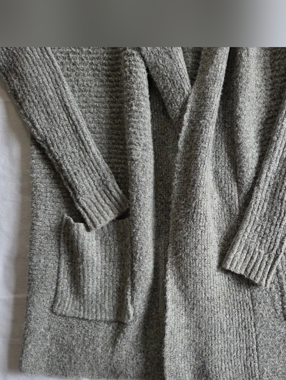 American Eagle Outfitters Open-Front Shawl Collar Cardigan - Gray - Picture 3 of 6